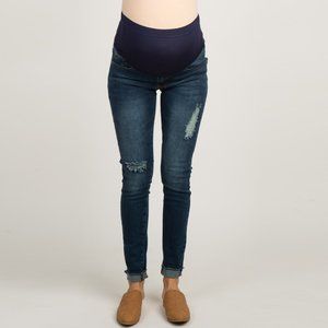 PinkBlush Navy Blue Distressed Maternity J…